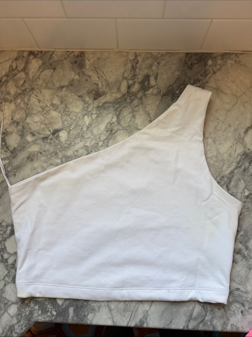 Susana Monaco White One-Shoulder Crop Top